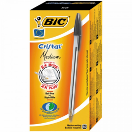 Bic Black Crystal Range Medium Range Pen, Pack of 50