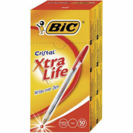 Bic Red Crystal Range Medium Range Pen, Pack of 50