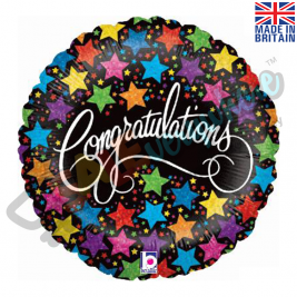Congratulations Bold Stars Holographic 18" | 46cm Helium Foil Balloon
