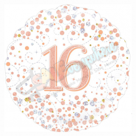 Female Holographic Rose Gold Sparkling Fizz Happy 16th Birthday 18" | 46cm Helium Foil Balloon