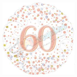 Female Holographic Rose Gold Sparkling Fizz Happy 60th Birthday 18" | 46cm Helium Foil Balloon
