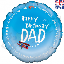 Happy Birthday Dad Blue 18" | 46cm Helium Foil Balloon