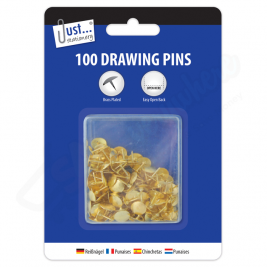 JS Drawing Pins Brass, Pack of 100
