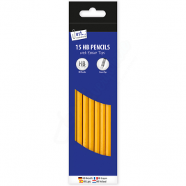 JS HB Pencils with Eraser, Pack of 15