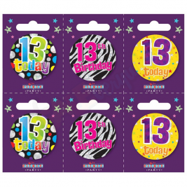 Kaleidoscope Age 13 Small Badges Pack of 6