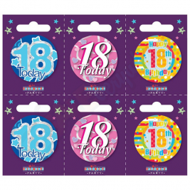 Kaleidoscope Age 18 Small Badges Pack of 6