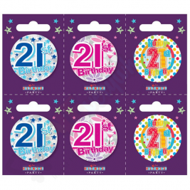 Kaleidoscope Age 21 Small Badges Pack of 6