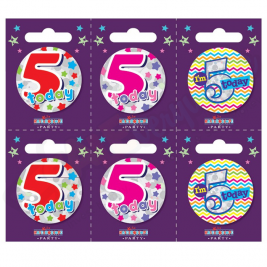 Kaleidoscope Age 5 Small Badges Pack of 6