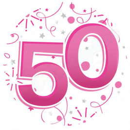 Kaleidoscope Age 50 Female Large Badge 15cm