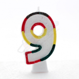 Kaleidoscope Birthday Candle Number 9