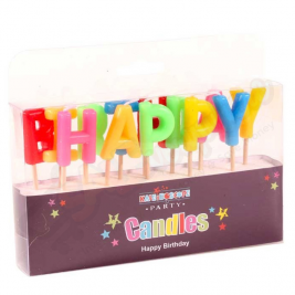 Kaleidoscope Happy Birthday Pick Candle Multicolour