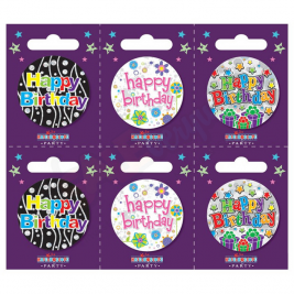 Kaleidoscope Happy Birthday Small Badges Pack of 6