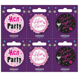 Kaleidoscope Hen Party Small Badges Pack of 6