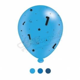 Kaleidoscope Latex Balloons Age 1 Blue  Birthday  10" For Air or Helium Pack of 8
