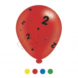 Kaleidoscope Latex Balloons Age 2 Unisex Birthday Asst Colour 10" For Air or Helium Pack of 8