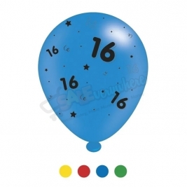 Kaleidoscope Latex Balloons Age 16 Unisex Birthday  10" For Air or Helium, Asst Colour Pack of 8