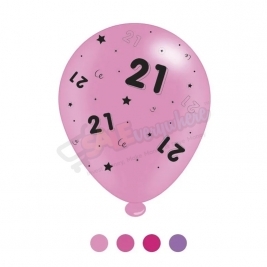 Kaleidoscope Latex Balloons Age 21 Pink Birthday  10" For Air or Helium Pack of 8