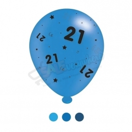 Kaleidoscope Latex Balloons Age 21 blue Birthday  10" For Air or Helium Pack of 8