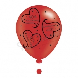 Kaleidoscope Latex Balloons 40th Ruby Anniversary  10" For Air or Helium Pack of 8
