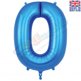 Number 0, Blue Foil Balloon 34" | 87cm, Hanging