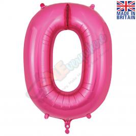 Number 0, Pink Foil Balloon 34" | 87cm, Hanging