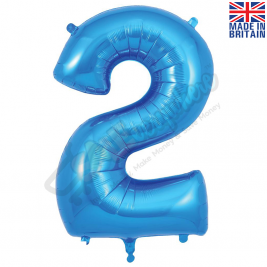 Number 2, Blue Foil Balloon 34" | 87cm, Hanging