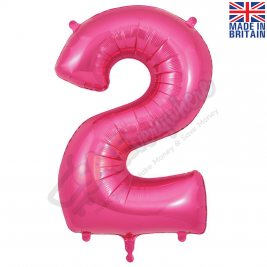 Number 2, Pink Foil Balloon 34" | 87cm, Hanging