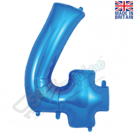 Number 4, Blue Foil Balloon 34" | 87cm, Hanging