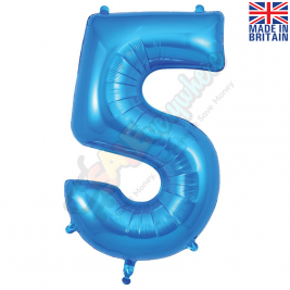 Number 5, Blue Foil Balloon 34" | 87cm, Hanging