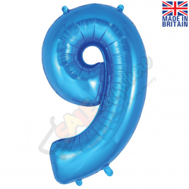 Number 9, Blue Foil Balloon 34" | 87cm, Hanging