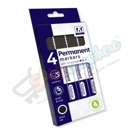 A* Permanent Marker Bullet Tip Black, Pack Of 4