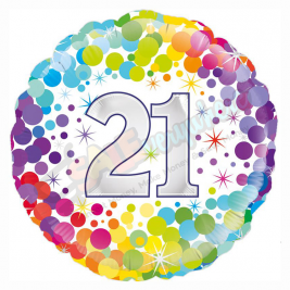 Unisex Colourful Confetti Happy 21st Birthday 18" | 46cm Helium Foil Balloon