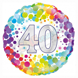 Unisex Colourful Confetti Happy 40th Birthday 18" | 46cm Helium Foil Balloon
