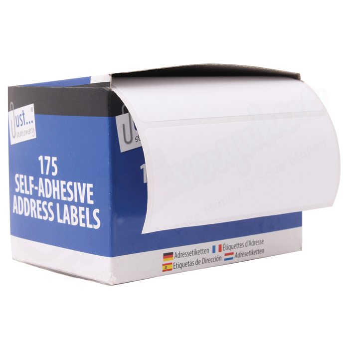 JS Self Adhesive Address Label Rolls 36mm x 89mm, 175 Labels per Roll