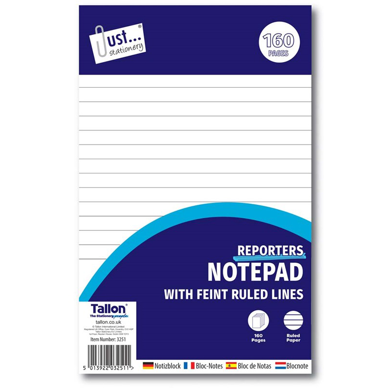 JS Reporters Note Pad with Spiral Ruled, 160 Pages