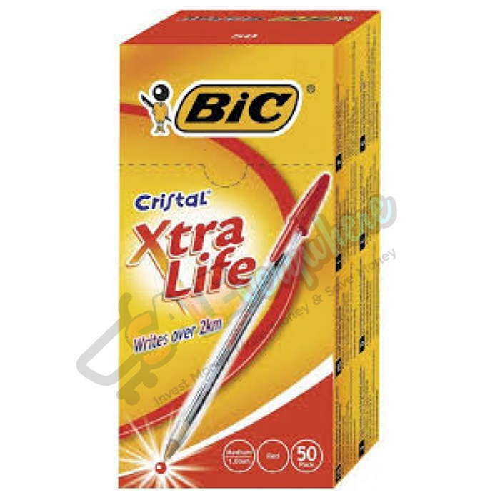 Bic Red Crystal Range Medium Range Pen, Pack of 50