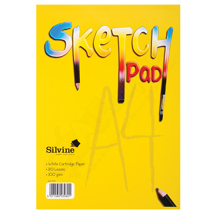 Silvine A4 Sketch Pad 100gsm, 40 Pages