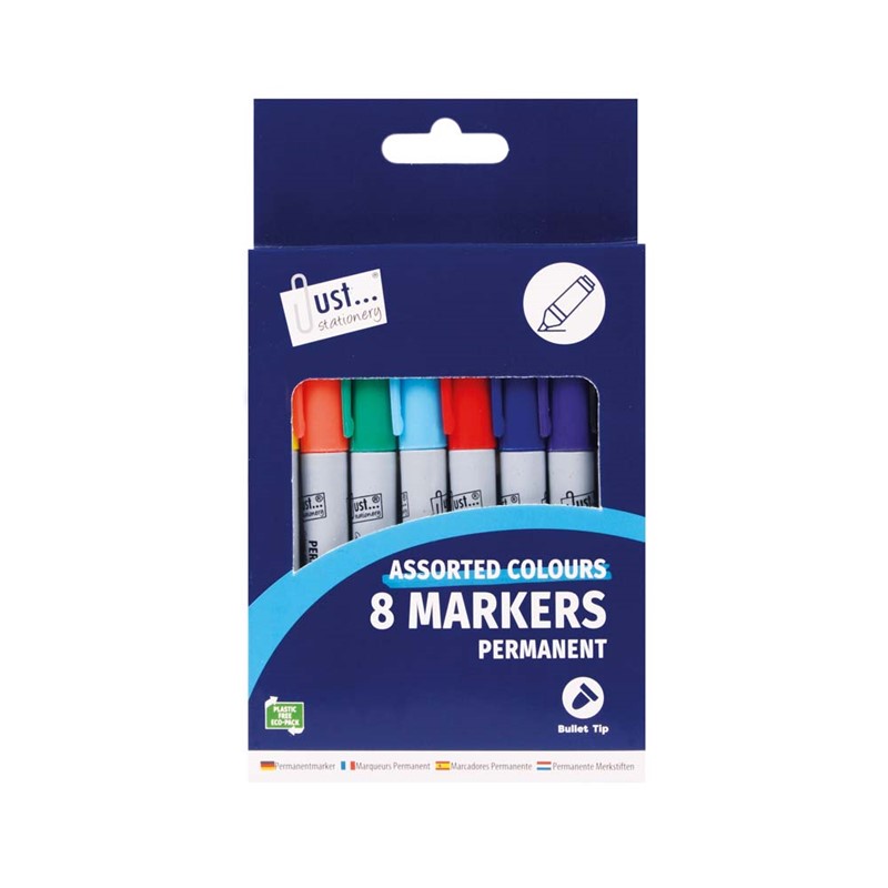 JS Permanent Marker Asst Colour, Pack of 8