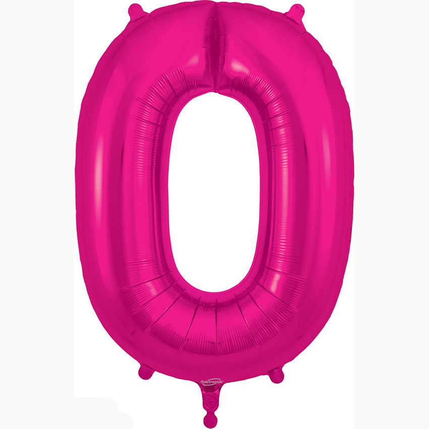 Number 0, Pink Foil Balloon 34" | 87cm, Hanging