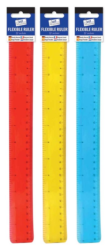 JS Bendy Flexible Ruler Asst Colour 12"