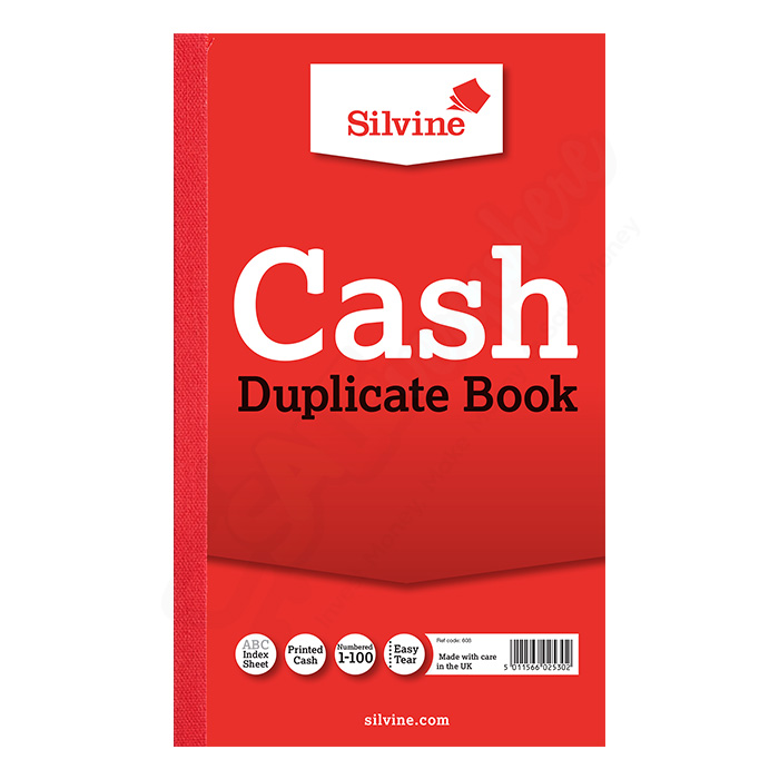 Silvine Duplicate Cash Book with Carbon 210mm x 127mm, 1-100