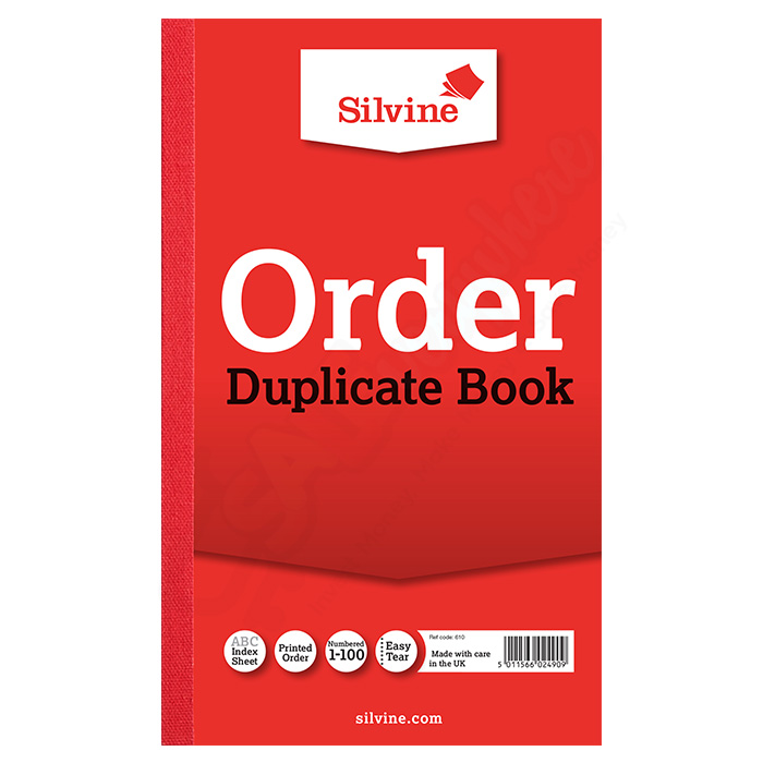 Silvine Duplicate Order Book with Carbon 210mm x 127mm, 1-100