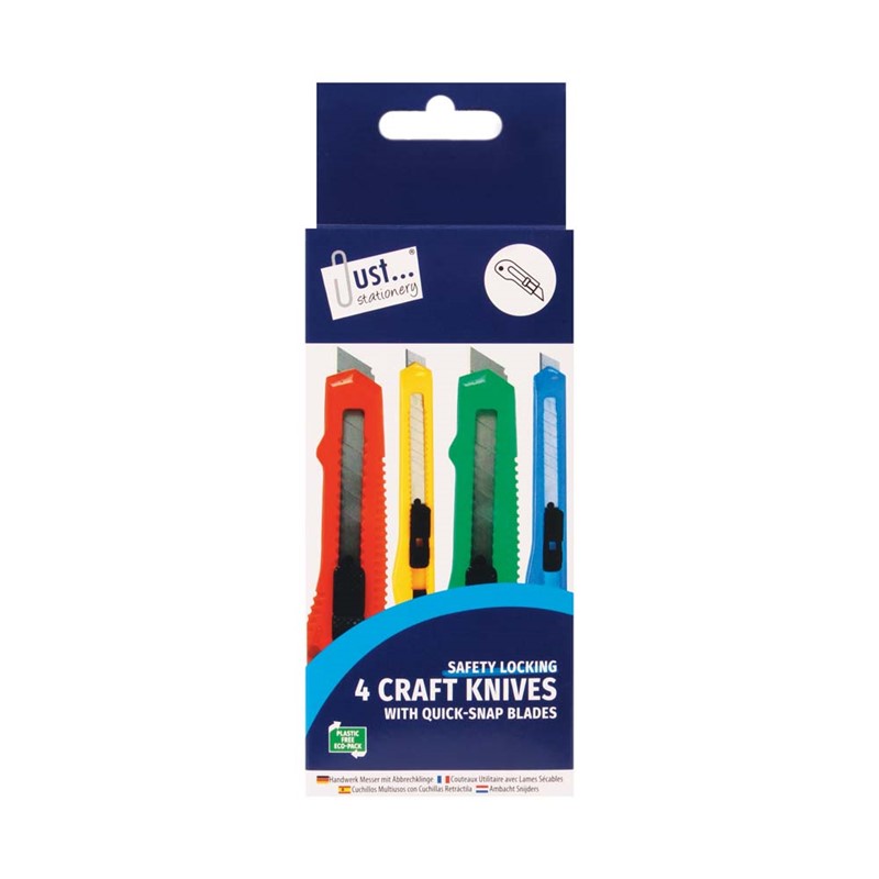 JS Craft Knives Asst Colours & Size, Pack Of 4