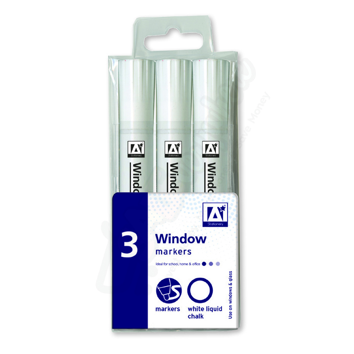A* Liquid Chalk Window Marker White, Pack Of 3