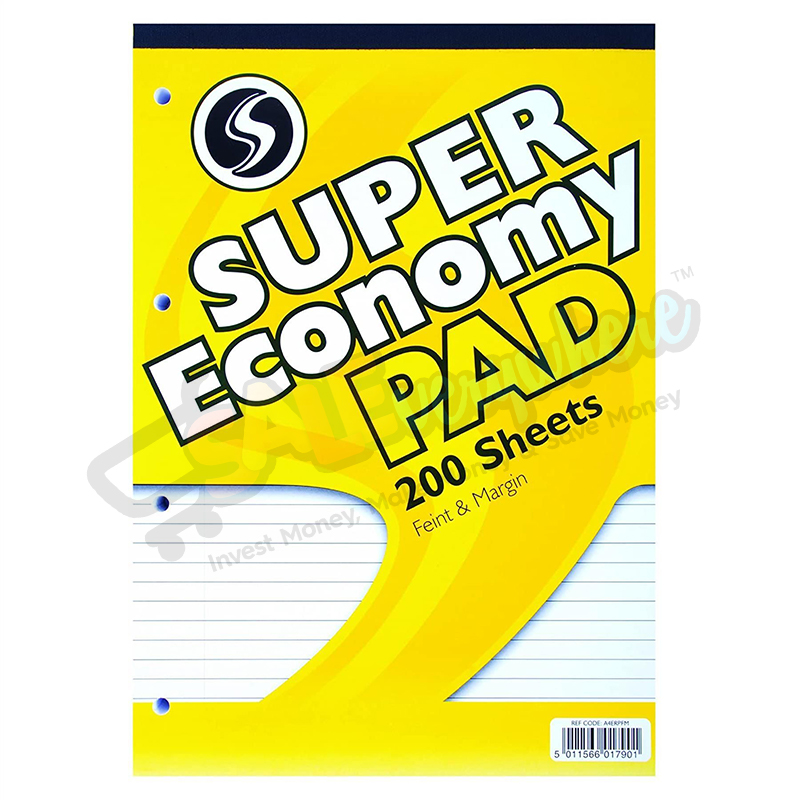 Silvine A4 Economy Refill Pad Lined with Margin, 400 Pages
