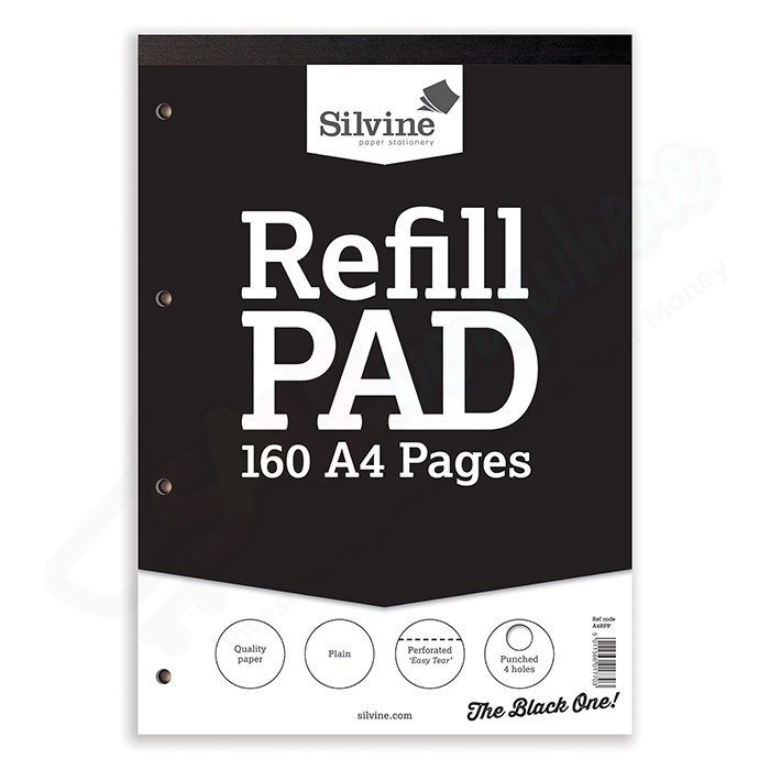 Silvine A4 Refill Pad Plain, 160 Pages