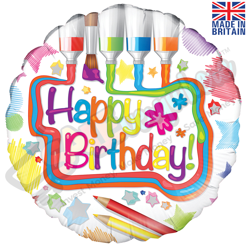 Art Design Happy Birthday 18" | 46cm Helium Foil Balloon