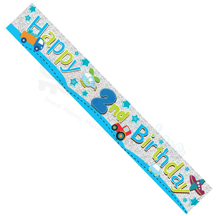 Kaleidoscope Male 2nd Birthday Foil  Banner
