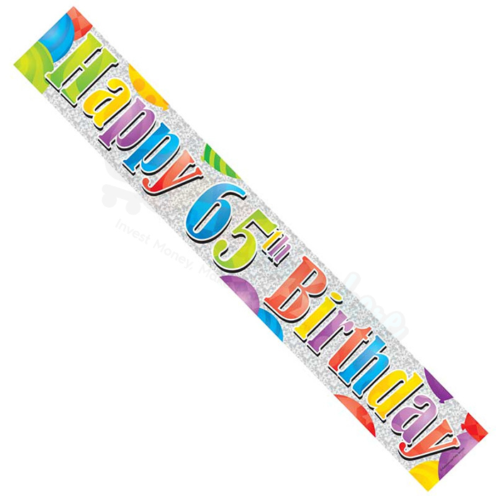 Kaleidoscope Unisex 65th Birthday Foil  Banner