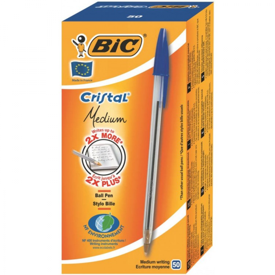 Bic Blue Crystal Range Medium Range Pen, Pack of 50
